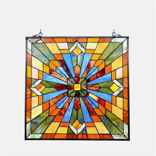 Chloe Lighting Chloe CH1P037AM24-GPN 24 in. Lighting Emma Tiffany Glass Window Panel - Antique Brass CH1P037AM24-GPN - main